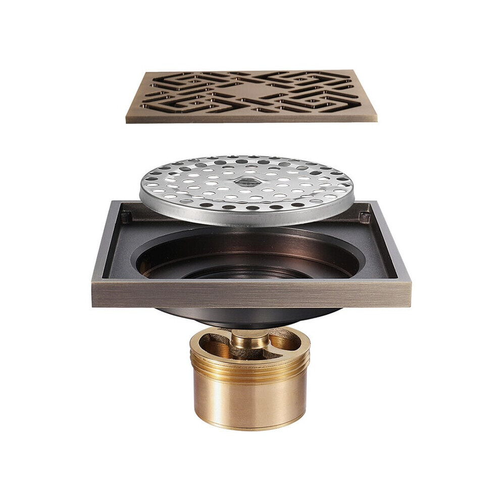 Decorative Brass Floor Grate With Strong Drainage Capacity And Self-Purifying Filter, Easy To Install Removable Drain Cover, Prevents Odors Insects 9358999418353