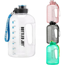 Reusable Water Bottle For Outdoor Sports, Ergonomic Design Leakproof Motivational 50Oz/1.5L Clear Plastic Grade 7 Water Bottle, With Flip Top And Time