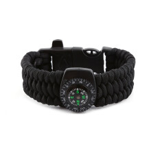 Survival Paracord Bracelet Emergency Gear Set 4 In 1 With Compass Fire Starter Whistle For Hiking Camping Outdoor Activities