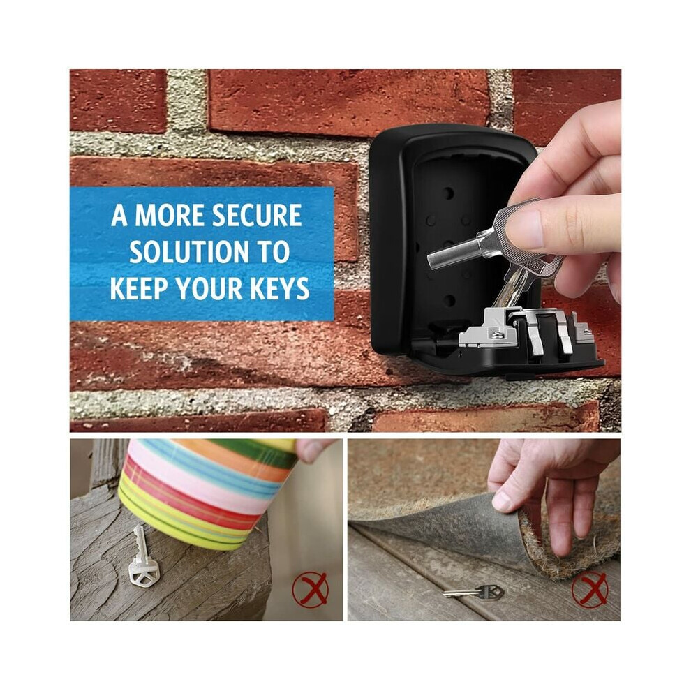 Key Lock Box For Indoor Outdoor Use, Secure Storage With Resettable Code, Aluminum Alloy Material Ensures High Security, Waterproof Spare Key Storage 9169997255846