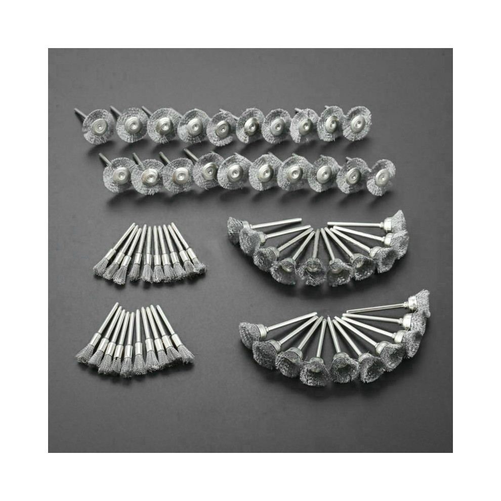 Crimp Style Wire Brush Set, Stainless Steel Wire Brush For Narrow Spaces Access, Metal Surface Cleaning, Compatible With Dremel Tool (60 Pieces) 9405630004335