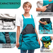 Gardening Apron With Pockets, Adjustable Apron Storage Pouch Large Capacity Bag for Harvesting Vegetable Fruit Tool Accessory, Multipurpose Garden