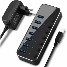 Indywidualny koncentrator USB, Plug and Play dla systemów Windows, Mac OS i Linux, 7-portowy aluminiowy koncentrator USB z prędkością przesyłu