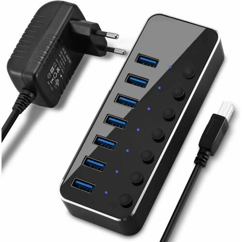 Διανομέας USB με μεμονωμένους διακόπτες, Plug and Play για Windows, Mac OS και Linux, διανομέας USB