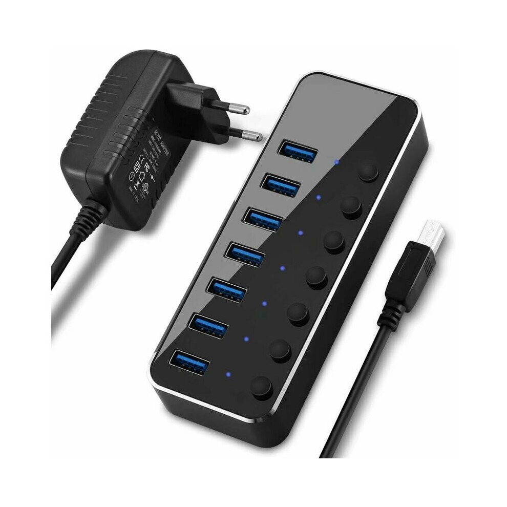 Plug And Play Usb Hub, Wide Compatibility For Windows, Mac Os, And Linux, 7-Port Aluminum Usb Hub With Data Transfer Rates Of Up To 5Gbps And 9358999419312