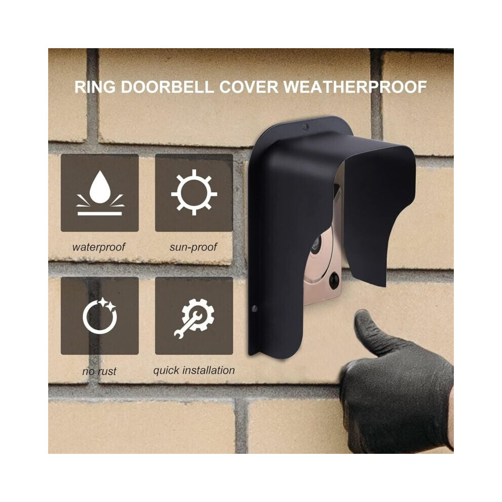 Weatherproof Doorbell Cover, Universal Design Cold Rolled Steel Anti-Glare Cover For Video Doorbells, Fingerprint Scanners And Access Control Keypad, 9169997256102
