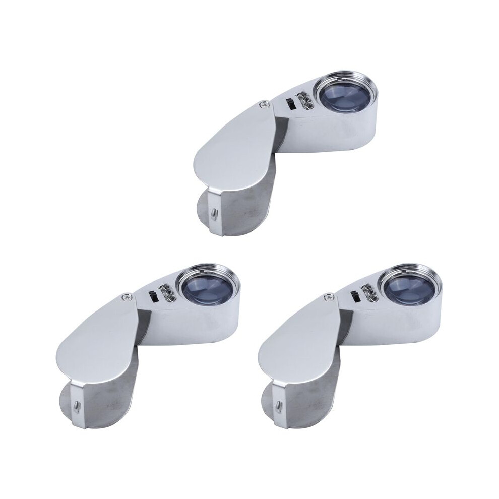 Typecat Light 3Pcs 40X Led Pocket Magnifier Jeweller Eye Glass Loop Lens Magnifying Loupe Uv
