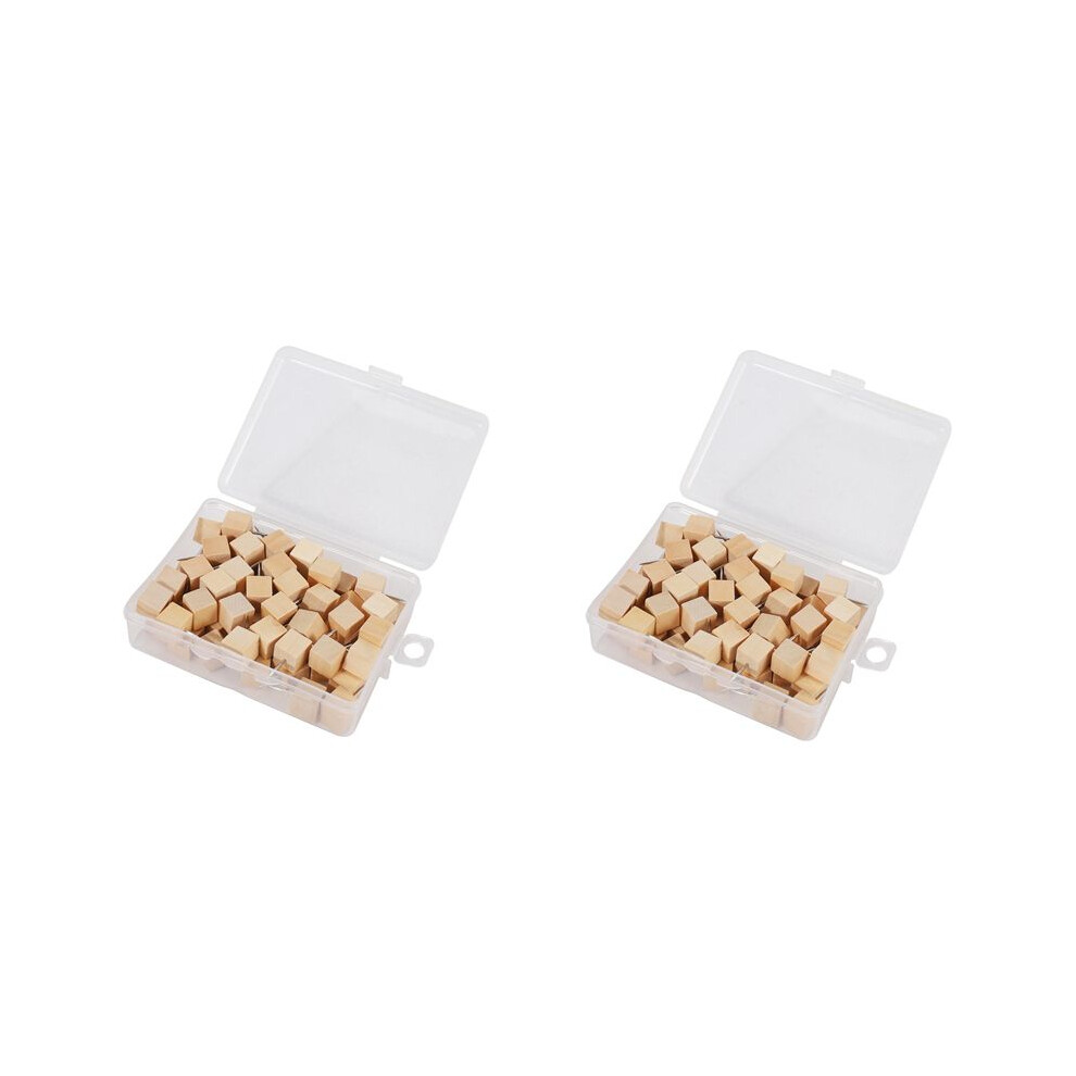 120Pcs Square Wood Decorative Push Pins, Wood And Steel Needle Point Thumb Tacks For Photos, Maps And Cork Boards 4713319076265
