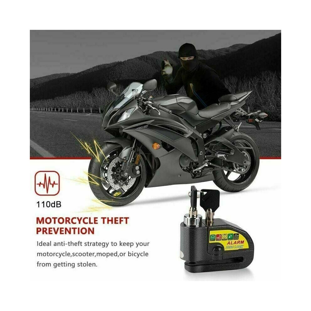 Security Solution For Your Wheels, Motorcycle Alarm Disc Brake Lock, Robust Theft Prevention With 110Db Audible Alarm Deterrent For Motorcycles, 9169997256355