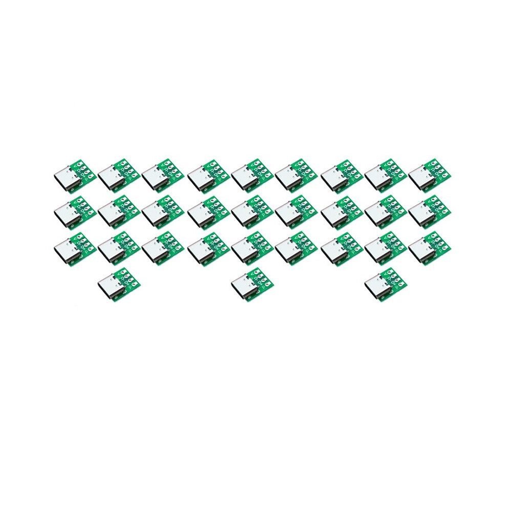 30 Pcs Type-C Usb3.1 16 Pin Female To 2.54Mm Type C Connector 16P Adapter Test Pcb Board Plate Socket For Data Transfer 4713163440809