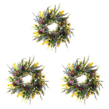 3X Spring Wreaths for Front Door 18in Outside Welcome Summer Flowers Greenery All Seasons Round Wreaths