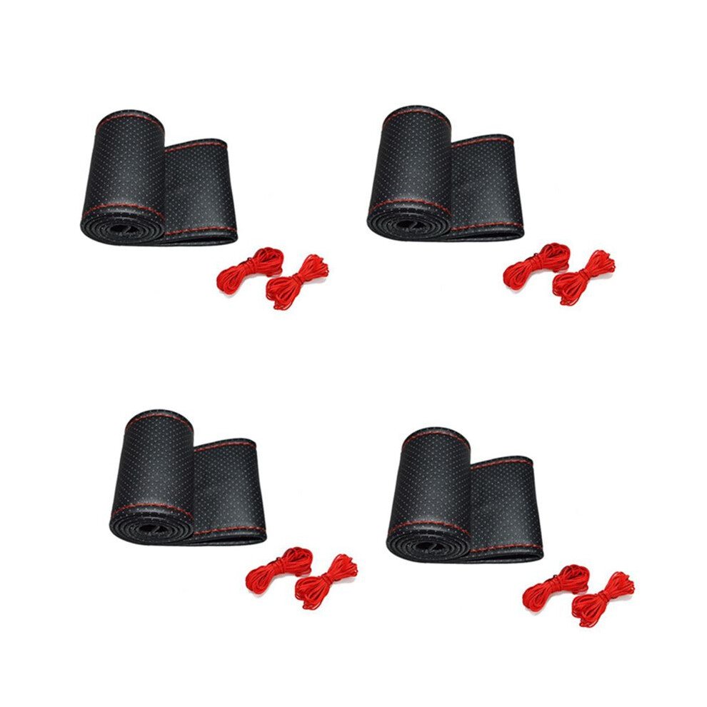 4X Universal Braid The Steering Wheel Pu Leather Car Steering Wheel Cover To Cover The Entire Single Connector 38Cm 6132101716512