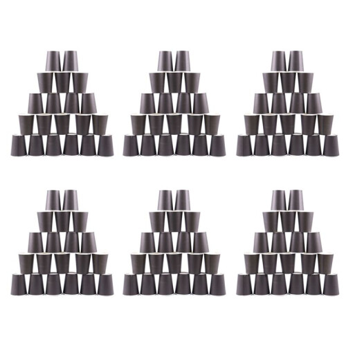 120 Paper Cups (9oz) - Plain Solid Colours Birthday Party Tableware Catering(Black)