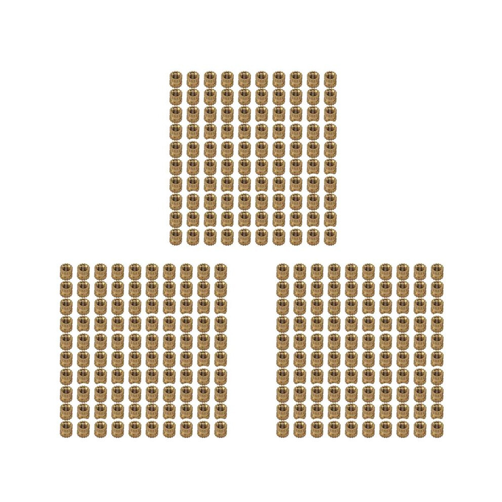 M2 X 3Mm Brass Cylinder Knurled Threaded Round Insert Embedded Nuts 300Pcs 4712472567047
