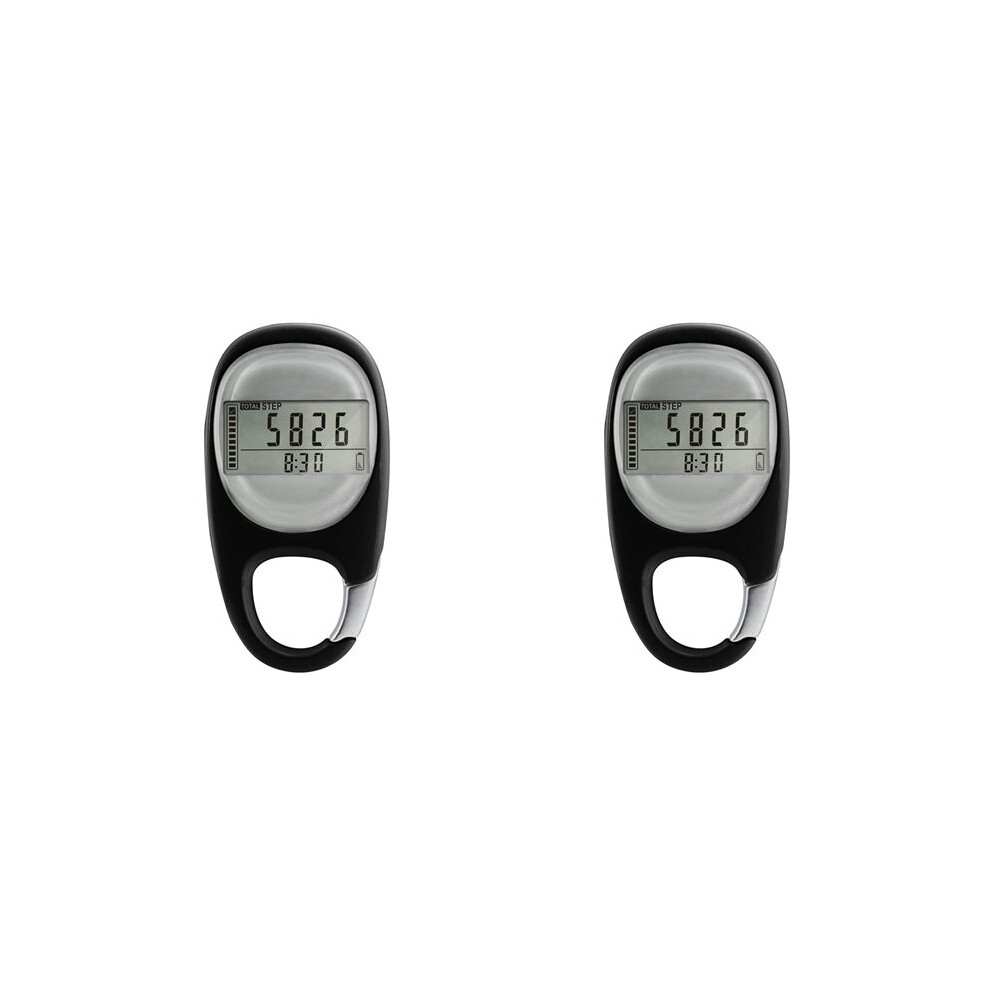2X Pedometer For Walking, Portable Walking Pedometer 3D Step Counter, Simple Electronic Steps Tracker With Carabiner 4713156964008