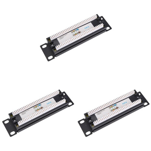 3X CAT6 8  Patch Panel Rack Network 6.89 Inch 1U Rack Mount with RJ45 Socket for Household Distribution Frame