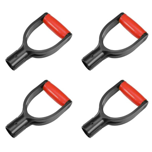 4X Plastic Spade Handle Shovel D Grip Handle, 32mm Inner Diameter Spade Snow Shovel Handle, (Red)