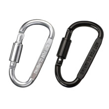 2PCS Aluminum Carabiner Clips Keyring with Screw Lock, 50KG Heavy Duty Carabiner Keychain Clip for Hiking Accessories, Outdoor Gear, Keys (Black + Sil