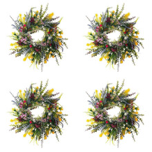 4X Vårkransar för Ytterdörr 18 Tum Utanför Välkommen Sommarblommor Väderbeständig Grönska Alla Årstider Runda Kransar