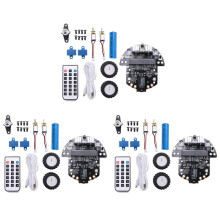 3X Robotprogrammerbart Robotkit Baserat på BBC Microbit V2 och V1 för STEM-Kodningsutbildning med Laddningsbart Batteri(A)