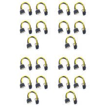 20 ST 15 Stift Hane Till 8 Stift (6+2) PCI-E Strömförsörjningskabel 20 cm Kabel 15 Stift Till 8 Stift 18AWG Tråd för Grafikkort