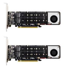 2X Double-Sided 4-Disk NVME PCI-E X16 Split Card PCI-E X16 to M.2 M-Key NVME X4SSD Expansion Card Adapter