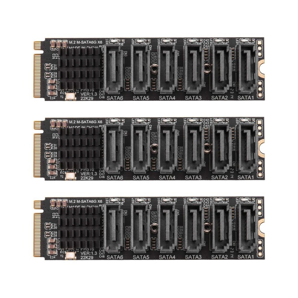 3X M.2 Mkey Pci-E Riser Card M.2 Nvme To Sata3.0 Pcie To 6Gpbsx6-Port Expansion Card Asm1166 4713499676583