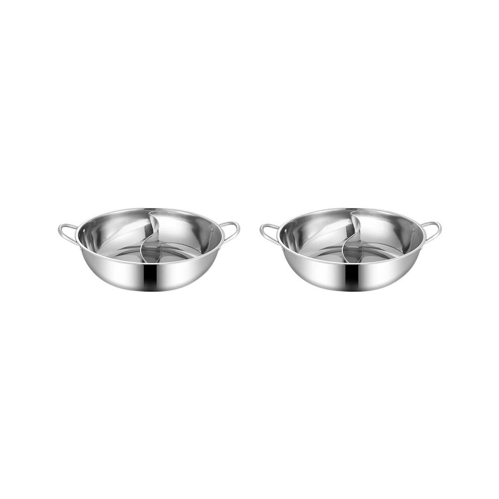 2X Stainless Steel Twin Divided Double Hotpot Cooker Gas Stove Compatible Pot Home Cookware Soup Cooking Pot,32Cm 4712986721812