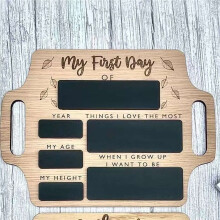 3X First Day of School Sign - Reusable Memory Photo Board with Handles Back to School Starting School Nursery Preschool