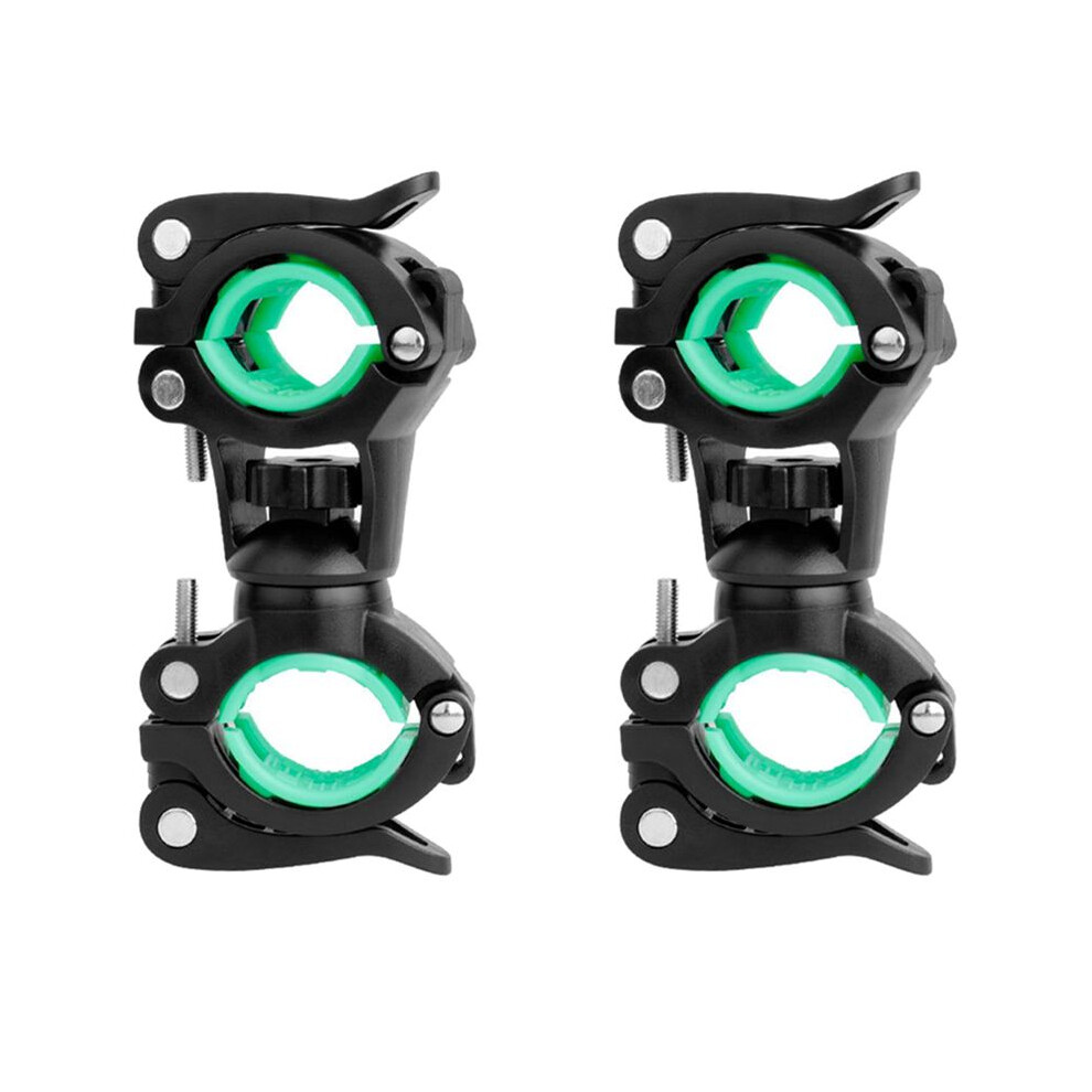 2X Bicycle Holder, Multifunctional Rotatable Flash Holder, Bicycle Head Holder + Light/Black/Green 6032269403241
