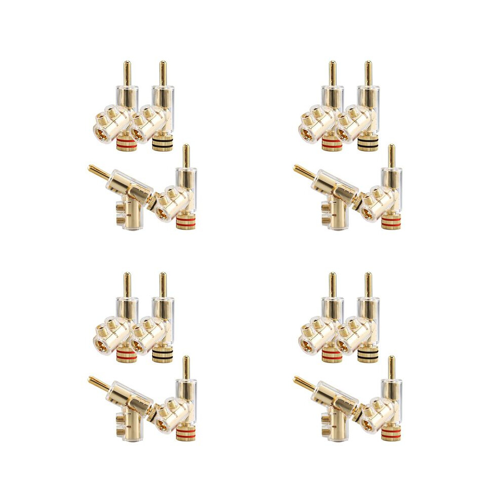 16Pcs Banana Plugs 45 Degree Angled Banana Connectors Screw Locking Connectors For Av Receiver,Amplifier,Speaker Gold 6031269413526