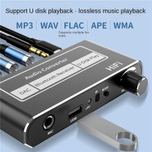 3X Draadloze HIFI DAC Converter 5.2 Ontvanger Audio Coaxiaal Naar R/L 3.5Mm Aux Adapter met U Disk Mic