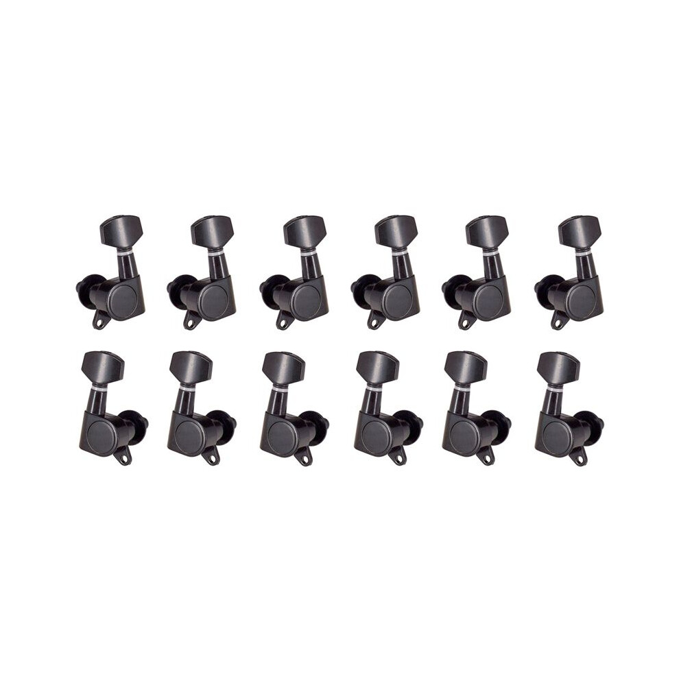 12X Guitar Tuning Pegs Tuner Machine Heads 3R3l Tuning Peg Machine For Acoustic Electric Guitar, Black 6031385796213