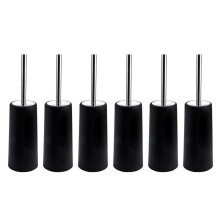 6X Toilet Brush and Holder, 2 Pack Toilet Brush with 304 Stainless Steel Long Handle, Toilet Bowl Brush Black