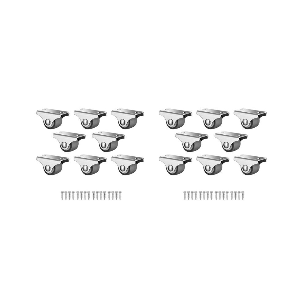 Fixed Caster Wheels ,Low Profile Small Casters With Screws, Silent Rubber Rigid Caster Wheels For Furniture 16 Pack 4713298607238