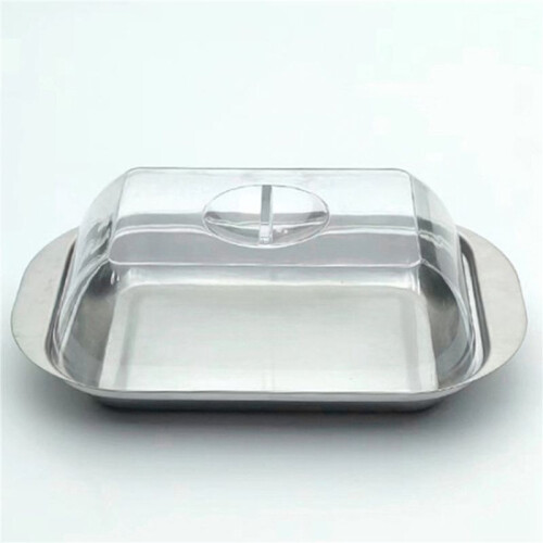 2X Botercontainer - Witte Boterkoelkastopslagcontainer Boteropslagdoos, Metalen Boterdoos met Deksel 2