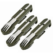 (3pcs) Portable Camping Cutlery Set 3-in-1 Foldable Stainless Steel Knife Fork Spoon Combo Utensils
