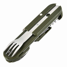 (1pc) Portable Camping Cutlery Set 3-in-1 Foldable Stainless Steel Knife Fork Spoon Combo Utensils