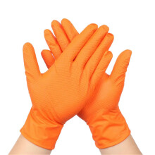 (XL, Orange) 100Pcs Anti-Slip Grip Nitrile Gloves, Thickened Durable Household Cleaning Gloves, Housework Kitchen Gloves