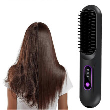 (Black) Go Brush Pro 2026 Hair Straightener Brush - Portable Travel Straightening Brush, Fast Heating Mini Hair Brush for Women