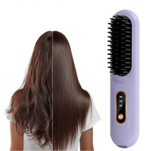 (Purple) Go Brush Pro 2026 Hair Straightener Brush - Portable Travel Straightening Brush, Fast Heating Mini Hair Brush for Women
