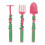 (Pink) 3Pcs Construction Utensils Creative Kids Dining Tool Set Spoon Fork Portable Car Cutlery 1