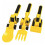 (Yellow) 3Pcs Construction Utensils Creative Kids Dining Tool Set Spoon Fork Portable Car Cutlery 1