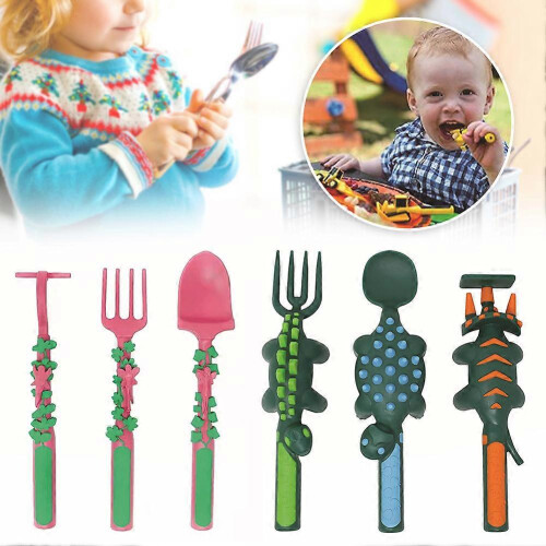 (Yellow) 3Pcs Construction Utensils Creative Kids Dining Tool Set Spoon Fork Portable Car Cutlery 2