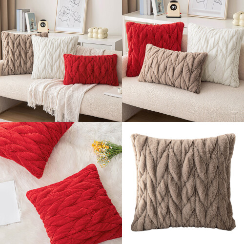Corduroy kussensloop Zachte pluchen kussens Hoes-45 45 cm Rood 1