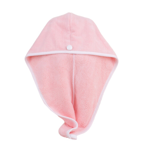 Microfiber haardroogkappen Haarwikkelhanddoekhoed voor-lichtroze