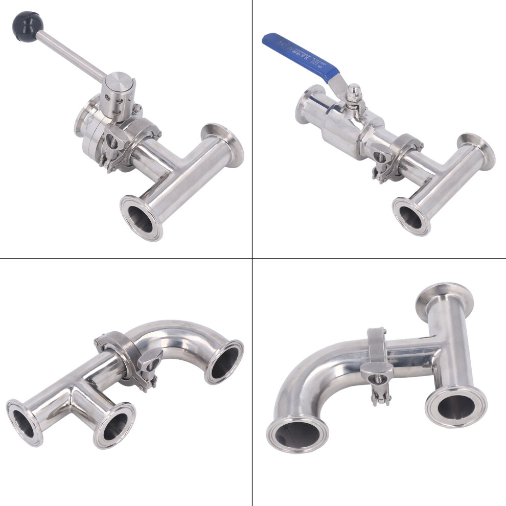 304 Stainless Steel Triple Clamp Tee 3-Way Hose Fitting For 16Kg, 150C 8471371010646