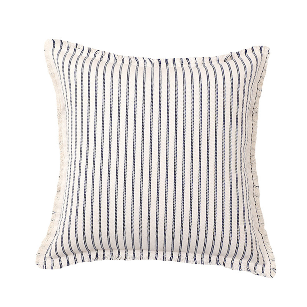 Beige Cushion Cover Cotton Blend with Blue Black-Navy blue