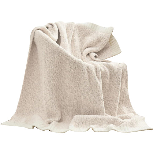 Warm Knitted Blanket Winter Autumn Blankets Double Side-Beigea