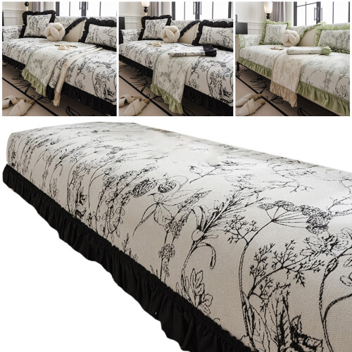 Sofa Slipcover Soft Cover Durability Sofa-Black and white C 1